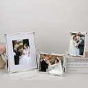 Silver 5x7'' Premium Alloy Picture Frame,Luxury High-End Decor 7x5'' Photo Frames with Real Glass and Velvet Backing,for Tabletop or Wall Hanging
