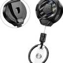 MNGARISTA Upgraded Heavy Duty Retractable Keychain with Belt Clip, 10 OZ Retraction, 31.5" Stainless Steel Cord, 3K Carbon Fiber ID Badge Reel with Badge Strap and Key Ring