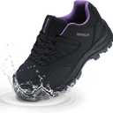 Waterproof Shoes for Women Wide Width Non Slip Work Shoes Chefs Food Service Water Resistant Sneakers Lightweight Slip Resistant Fashion Footwear for Nurse (Black,purple) 38.5
