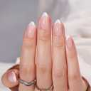BTArtbox French Tip Press On Nails - White Press On Nails Almond, Short Fake Nails with Nail Glue, Fit Perfectly & Natural Reusable Stick on Nails in 16 Sizes, Mermaid