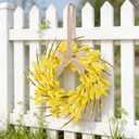 6 PCS 9'' Mini Spring Forsythia Wreath for Front Door Small Artificial Forsythia Farmhouse Kitchen Cabinet Wreaths with Burlap Ribbon Hanging Spring Summer Floral Wreaths for Porch Wall Window Decor
