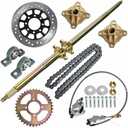 GXYWADY 44.25in Go Kart Rear Axle Shaft Kit with Chain Sprocket Brake Disc Pillow Block Wheel Hub Chain Brake Master Cylinder Caliper Replacement for Go Kart ATV Quad Trikes Golf Carts