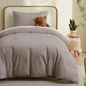 LOVQUE 100% Cotton Duvet Cover Set Twin Size, Mauve Brown Linen-Like Natural Bedding Set with Zipper Closure (No Comforter), Twin Size, Duvet Cover (68"x90") x 1, Pillowsham(20"x26") x 1