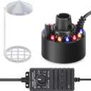 FITNATE 350ml/H Mist Maker Fogger,12 LED Color Ultrasonic Fogger, with Adjustable Fog Controller,Perfect for Water Feature, Halloween and Other Holiday Decorations