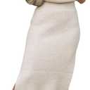 JuJuny Sweater Dress for Women Sleeveless Pullover Sweaters Ribbed Knit Midi Dress with Side Slit Fall Winter Wear (XX-Large, Apricot)