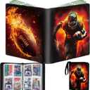 400 Pockets Football Card Binder - Red Flame Pattern Sports Display Storage Case for Collectors, Portable Detachable Sports Card Storage Book for 2025 Football Cards