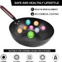 Leidawn 12.8" Carbon Steel Wok-11Pcs Woks & Stir Fry Pans Wok Pan with Lid, No Chemical Coated Chinese Woks with 10 Cookware Accessories, Flat Bottom Wok for Electric, Induction,Gas Stoves