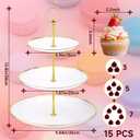 PinCute Cupcake Stand Holder - 3 Tier Cup Cake Dessert Tower, Plastic Tiered Serving Tray&Metal Rod for Birthday Party, Baby Shower and More