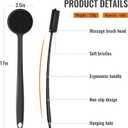 Silicone Back Scrubber for Shower, 17in Lengthen Long Handle Body Brush, Double Sided Shower Brush for Shower Exfoliating and Massage Can Produce Rich Foam, Long Handle Back Scrubber for Men