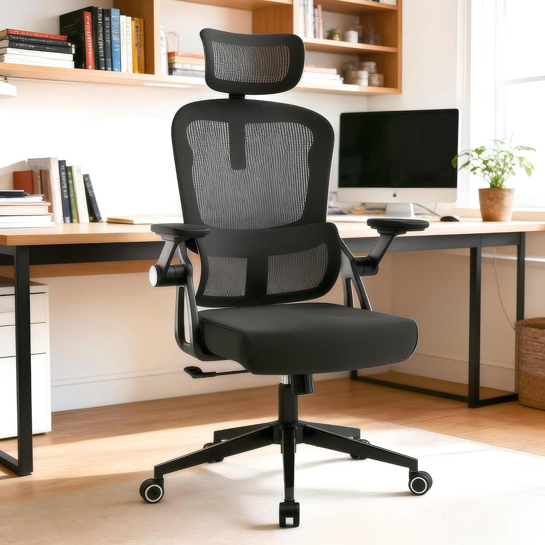 Ergonomic Office Chair - 350LB Comfy Desk Chairs with Adjustable Headrest and Lumbar Back Support, Mesh Computer Chairs with Wheels and Arms for Home Office, Study