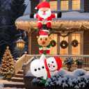 OurWarm 8FT Hanging Christmas Inflatables Decorations, Climbing Santa Claus with Reindeer & Snowman, Xmas Decor for Beam Roof Tree Indoor Home Party