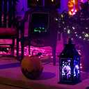 DECORKEY Halloween Decorations Indoor, 14.9" Decorative Graves&Skeleton Hands Lantern with 82" LED Lights(8 Modes; No Battery), Hanging Spooky Halloween Lanterns, Outdoor Home Room Door Party Decor