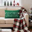 OTOSTAR Christmas Pillow Covers 16x24 Inch Merry Christmas Green Throw Pillow Cover Winter Holiday Lumbar Cushion Case Decoration for Sofa Couch (Green)