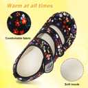 LeIsfIt Womens Slippers Adjustable Diabetic Slippers Wide Soft Arthritis Edema House Shoes Warm Fuzzy Slipper Socks with Rubber Sole (5.5-6.5, Bflower)