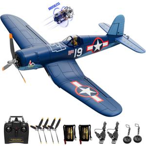 VOLANTEXR Brushless RC Plane 4 Channel - F4U Corsair 500mm RC Airplane with 3D Aerobatic & XPilot Stabilizer, 3 Flight Modes, 2.4G Remote Control Airplane RTF Fully Assembled 19in x16 inches