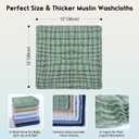 Muslin Baby Washcloths 6 Pack, 100% Cotton Wash Cloths for Babies, Large 12''X12'' Burp Cloths Absorbent and Soft for Newborn Infants Kids Boys Girls - Multicolor