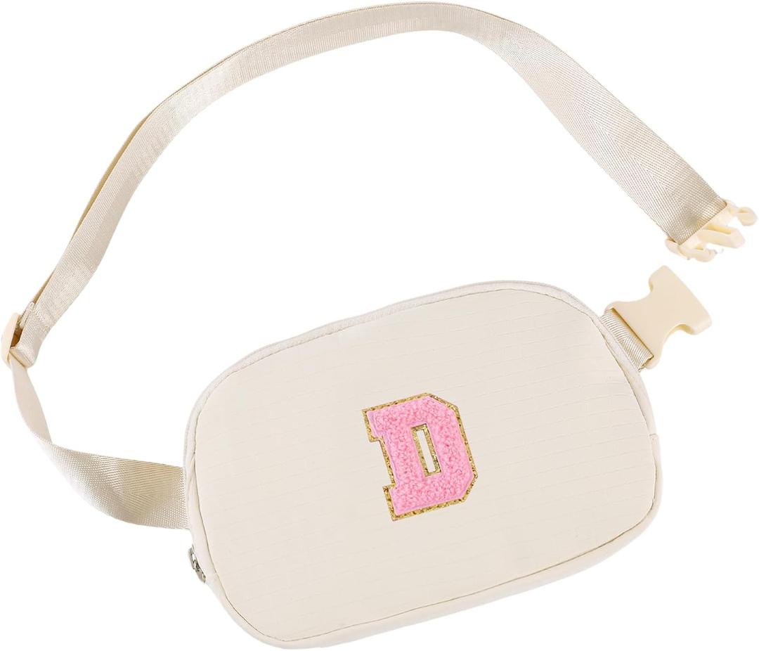 Initial Letter Fanny Pack for Girls,Patch Belt Bag,Toddler Crossbody BagsGifts for 3 4 5 6 7 8 9 10 11 37 Year Old Teens Kids,Christmas Graduation Gifts for Teen Girls (Beige-N)