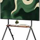 Easel Rolling TV Stand for 49-80 Inch TV Screen up to 110 LBS, Portable TV Stand with Wheels, Rolling TV Cart for Business, Office, School, Home, Black