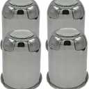 4 Pack 3-3/4 Inch Center Caps Push Through for Trailer Truck RV Wheels Rims 3-3/4" Center Bore Chrome Stainless Steel