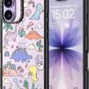 for iPhone 17 Case - [6.6 ft Military-Grade Drop Protection] [Anti-Peel Technology] Clear Black TPU Bumper Case with Cute Design(Cartoon Dinosaur)