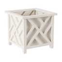 Lattice Design Outdoor Planter Box - 14.75” Square 13” Tall White Plant Pot - Decorative Plant Pots for Front Porch Decor - Flower Pots Outdoor Planters for Porch Patio or Garden Decor by Pure Garden