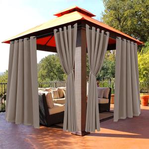 BONZER Waterproof Outdoor Blackout Curtains for Patio - Thermal Insulated, Sunlight Blocking Privacy Grommet Curtains for Gazebo, Porch, Pergola, Cabana, Deck, 1 Panel, 70W x 84L inch, Khaki