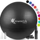 SmarterLife Exercise Ball Yoga Ball for Fitness, Balance, Stability, or Pregnancy, Gym Ball for Core Workout, Physical Therapy, Yoga Ball Chair for Office, Anti-Slip Anti-Burst (45 cm / 17.5", Black)