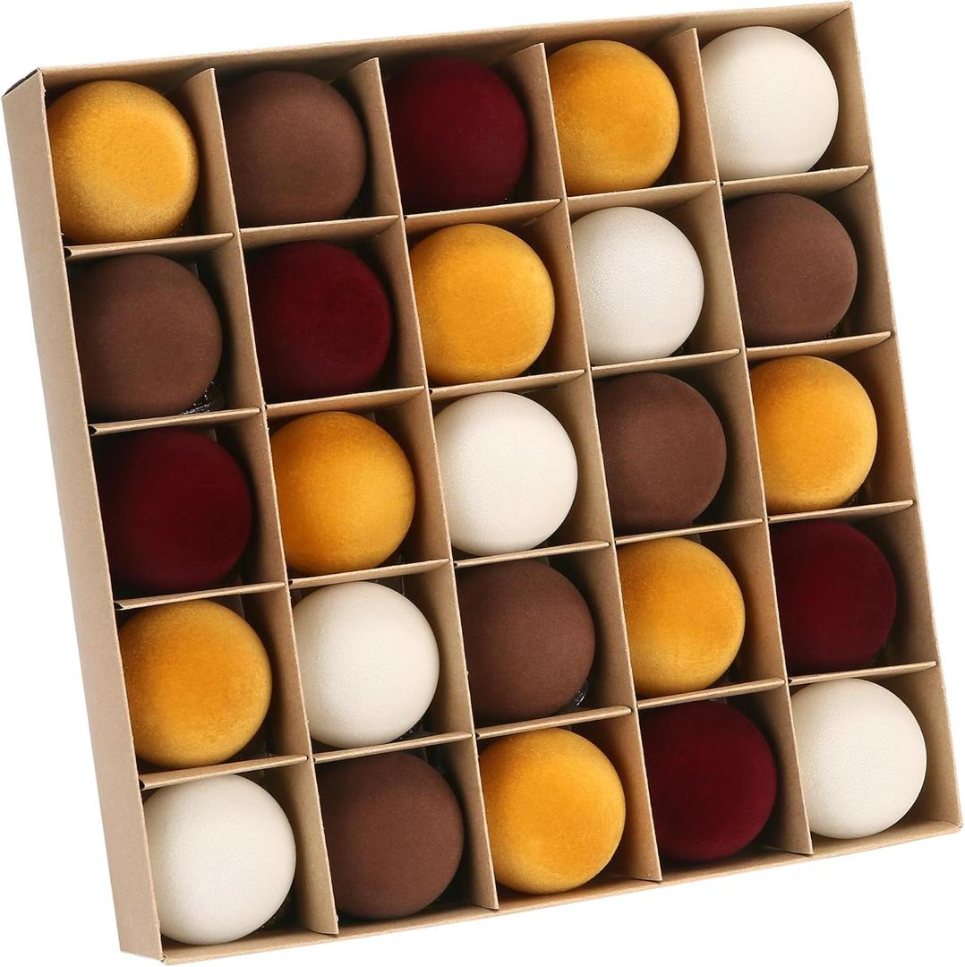 Sea Team 25-Pack Flocked Velvet Christmas Tree Ball Ornaments Set, Decorative Hanging Baubles, Shatterproof Plastic Decorations for Xmas Tree, Wreath, Garland, 60mm/2.36 Inches, Autumn Sunrise