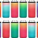 12 Pack Insulated Slim Can Cooler Sleeves, Sublimation Neoprene Iced Drink Holder for Cold Beer or Soda, 12oz Skinny Tall Beverage covers for Summer Parties, Wedding Supplies(Gradient Set)