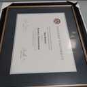 EXCELLO GLOBAL PRODUCTS Photo Document Frame: 11" x 14" with Double Mat Graduation Diploma Certificate Holder Wall Frame (Black/Silver/Red)