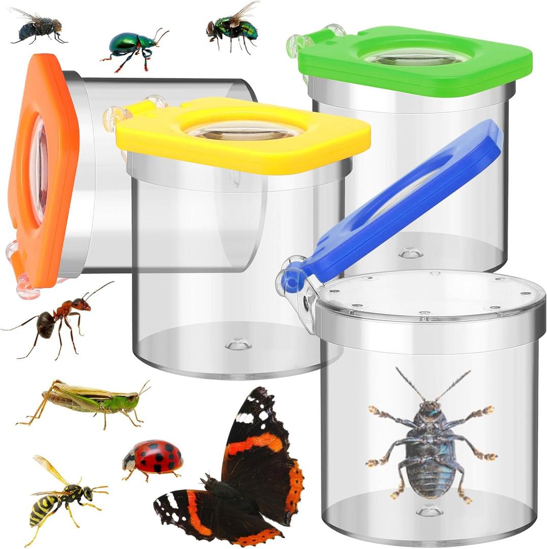 4 Pack Insect Bug Viewer for Kids with Tweezers Magnifying Box Observation Kit Catcher Container Cage Jar for Science Nature Exploration Collecting Kit 4 Pack Insect Bug Viewer for Kids with Tweezers Magnifying Box Observation Kit Catcher Container Cage Jar for Science Nature Exploration Collecting Kit