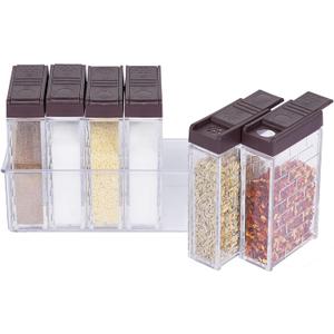 URALFA Mini Salt and Pepper Shakers With Lid, Plastic Spice shaker Seasoning Shaker, Travel Spice Containers without Spices, Brown (6 Pack)