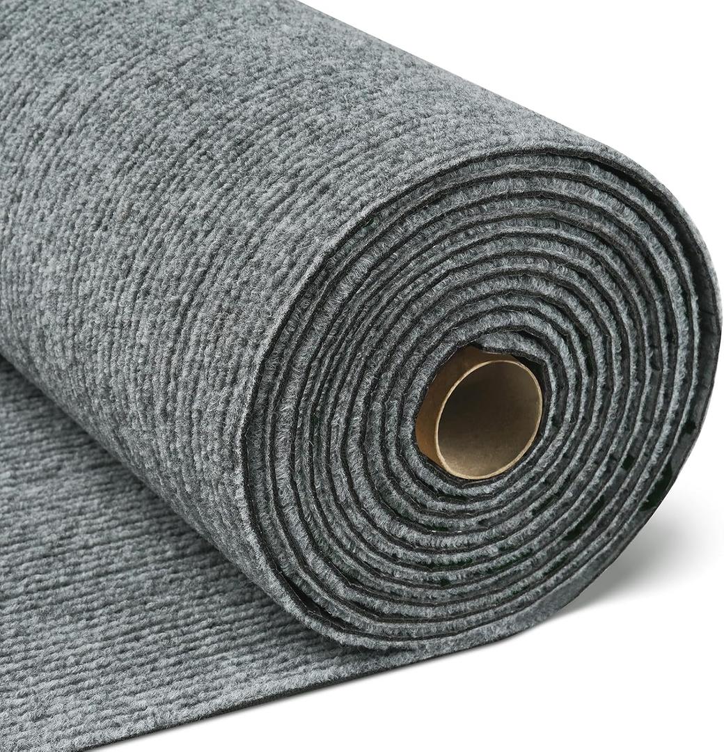 FunStick 24"x160" Large Carpet Squares Carpet Tiles with Padding Attached for Bedroom Living Room Dark Grey Non Slip Indoor Outdoor Carpet Tiles Roll Peel and Stick Floor Tile for Kitchen Rugs Stairs (Gray)