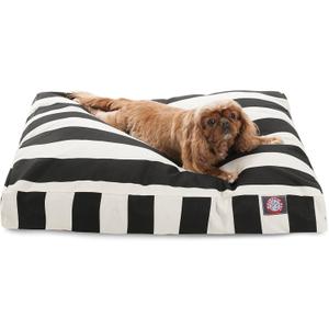 Majestic Pet Stripes Rectangle Medium Dog Bed Washable  Non Slip Comfy Pet Bed  Dog Crate Bed with Removable Washable Cover  Dog Kennel Bed for Sleeping, Polyester Fiber, Medium, Black