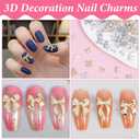 135 PCS Bow Nail Charms 5 Styles 3D Golden Bowknots Charms for Nails Shiny Bow Tie Nails Gems Nail Art Accessories(Gold Silver White)