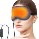 USB Electric Heated Eye Mask for Dry Eyes & Migraine Relief  Adjustable Temperature & Timer, Silk Fabric, Washable Cover  Carbon Fiber Heating Technology, Warm Gray
