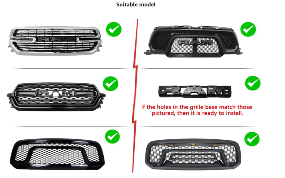 3 Piece Grill Emblem Letter Light Compatible with 2019-2024 RAM 1500 Grill Letter Light Aftermarket Set (White for 19-24)