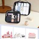 Wandering Nature Clear Makeup Bags 2 Pack Personalized Initial Makeup Pouch Preppy Small Cosmetic Pouch Organizer Travel Toiletry Bag, Birthday Gifts for Girlfriend Women (Black)