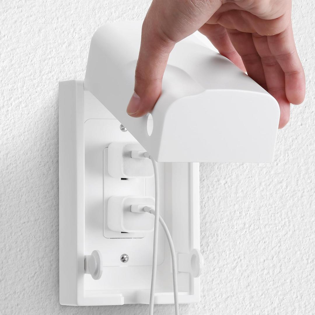 Bates - Baby Safety Outlet Cover Box, 2 Pack, Baby Proof Outlet Covers Baby Proofing, Plug Covers for Electrical Outlets, Socket Covers for Outlets, Child Proof Outlet Cover, Outlet Box Cover (White)