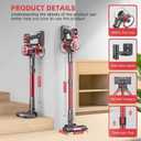 WLOTPO Cordless Vacuum Cleaner for Home,Lightweight Stick Vacuum Cordless Rechargeable with Power Suction, Up to 35 Mins Runtime, Hardwood Floor Vacuum for Pet Hair,Carpets,Tile(Red Grey)