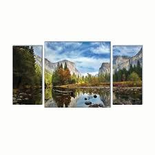 Set Of Three  Canvas Art Lake Wall Art