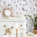 Ismoon Floral Peel and Stick Wallpaper Boho White/Grey Contact Paper Removable Stick on Wall Paper Self Adhesive Vinyl Wallpaper for Living Room Shelf Renter Friendly 17.3x393in