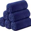 Buryeah 6 Pcs Flannel Throw Blanket Bulk 50 x 60 in Sleepover Blankets Outdoor Wedding Throw Lightweight, Oeko-TEX Standard 100 Certified for Sofa Donation Homeless Gifts (Navy)