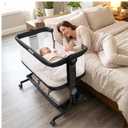 KRIDDO 2-in-1 Baby Bassinet for Infant, Bedside Bassinet with All-Around Breathable Mesh, Lockable Wheels, Adjustable Height and Incline, Bedside Sleeper for Baby with Large Storage Basket, Dark Grey
