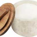 Salt and Pepper Spice Cellar, Marble Container for Coffee, Sugar, Spices and Candies, With Built-in Magnetic Attraction Spoon and Acacia Wood Lid, 6.5 oz (Snowflake White)