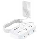 Power Strip with 6 Outlets 4 USB Ports(2USB C), Flat Extension Cord with Multiple Outlets, 1080 Joules, 5 ft Flat Plug Outlet Extender for Indoor, Office Supplies, Dorm Room Essentials