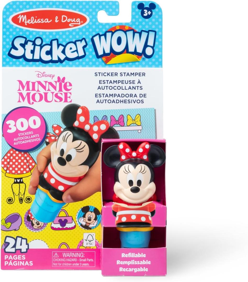 Melissa & Doug Sticker Wow! 24-Page Activity Pad and Sticker Stamper, 300 Stickers, Arts and Crafts Fidget Toy Collectible Character Disney Minnie Mouse - for Kids Ages 3+ - FSC Certified