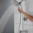 Delta Arvo 14 Series Chrome Bathtub Shower Faucet Set with In2ition 2-in-1 Dual Shower Head with Handheld Spray Combo, Valve Trim Kit, Chrome 144840-I (Valve Included)