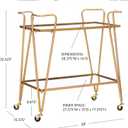 Linon Gina Mid-Century Bar Cart, Gold, unspecified