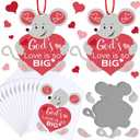Zhanmai 30 Sets Valentines Religious Craft for Kids God's Love is So Big Christian Craft Kit DIY Mouse Heart Hanging Ornaments for Valentine's Day Sunday School Party Favors